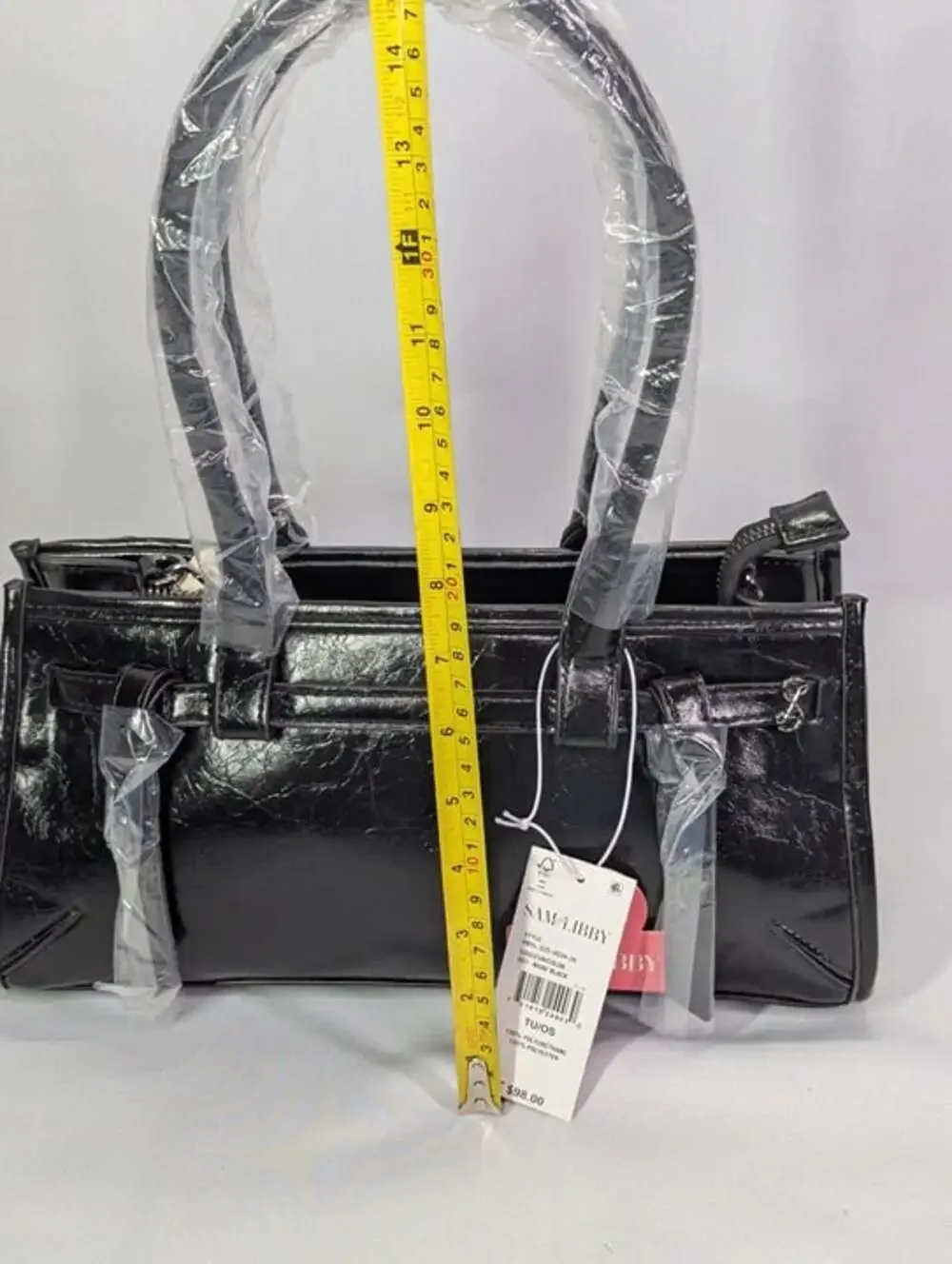 Sam & Libby Onyx Women's Belted Satchel Bag in Black (MSRP $98)